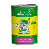 Консерви Хвостик для дорослих собак, зі шматочками печінки в підливі, 1.24 кг