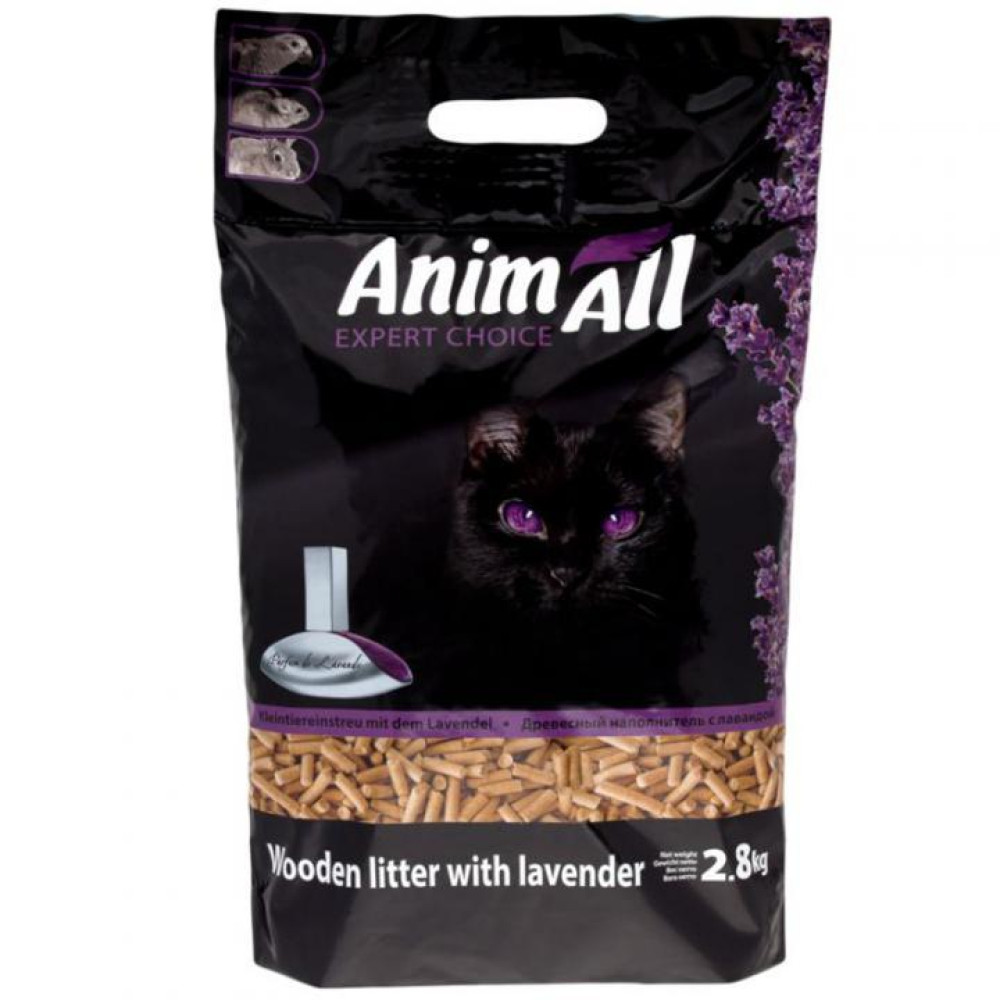 Деревний наповнювач AnimAll для котів, з ароматом лаванди, 2.8 кг Деревний наповнювач AnimAll для котів, з ароматом лаванди, 2.8 кг
