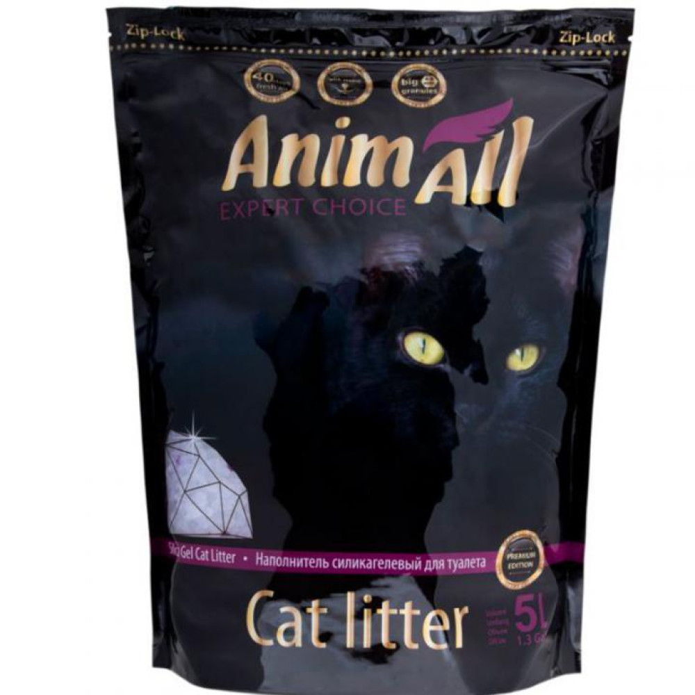 Силікагелевий наповнювач AnimAll Premium Кристали аметиста, для котів, 5 л (2.1 кг)