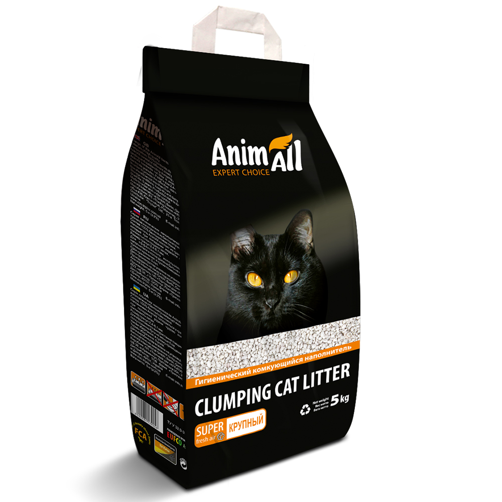Бентонітовий наповнювач AnimAll велика фракція, для котів, 5 кг Бентонітовий наповнювач AnimAll велика фракція, для котів, 5 кг