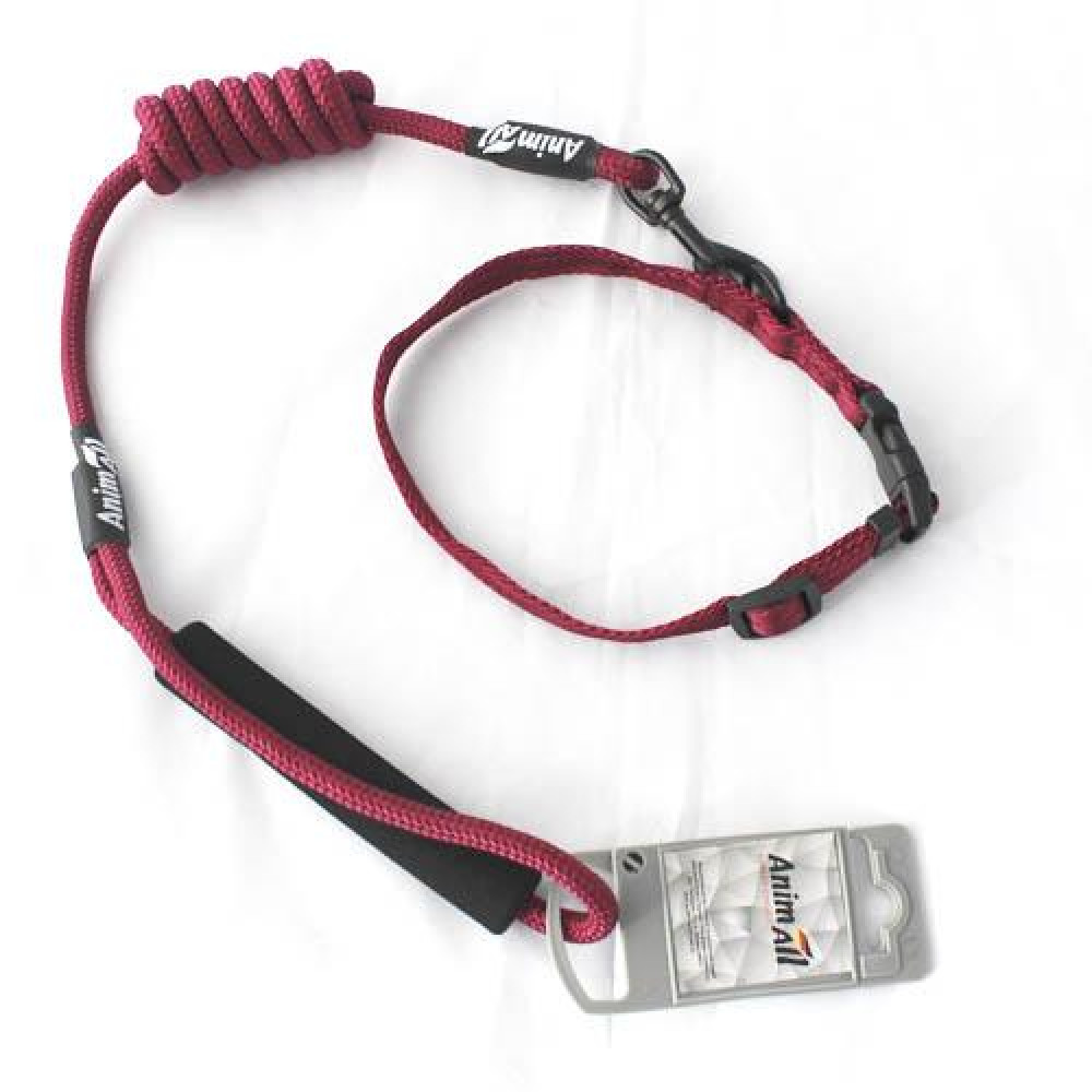 Комплект нашийник з повідцем AnimAll для собак, M, 1×120 см/27-42 см, червоний