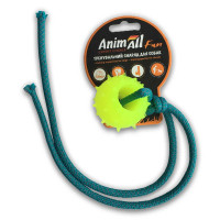 AnimAll Fun іграшка куля з канатом, жовта, 4 см