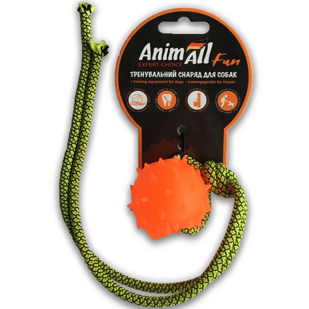 Іграшка AnimAll Fun куля з канатом, помаранчева, 4 см