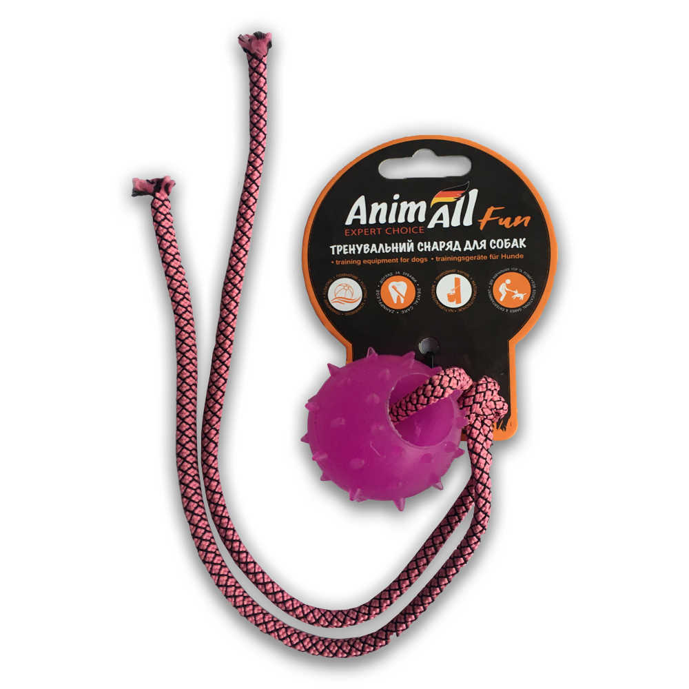 Іграшка AnimAll Fun куля з канатом, фіолетова, 8 см