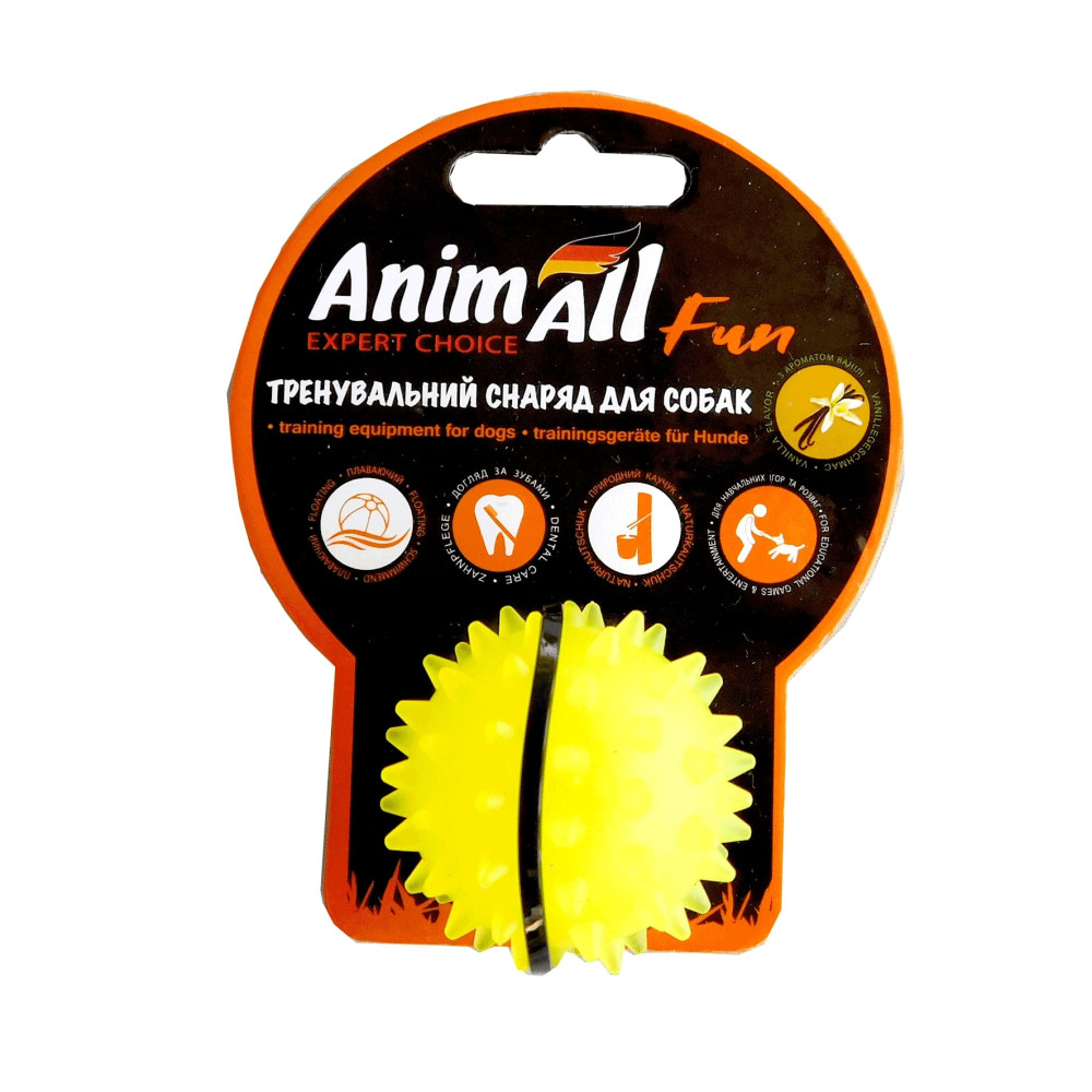 Іграшка AnimAll Fun м'яч каштан для собак, 5 см, жовта