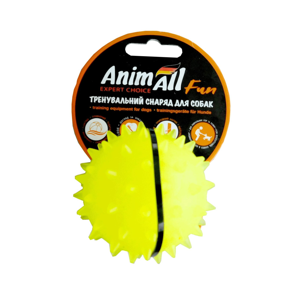Іграшка AnimAll Fun м'яч каштан для собак, 7 см, жовта
