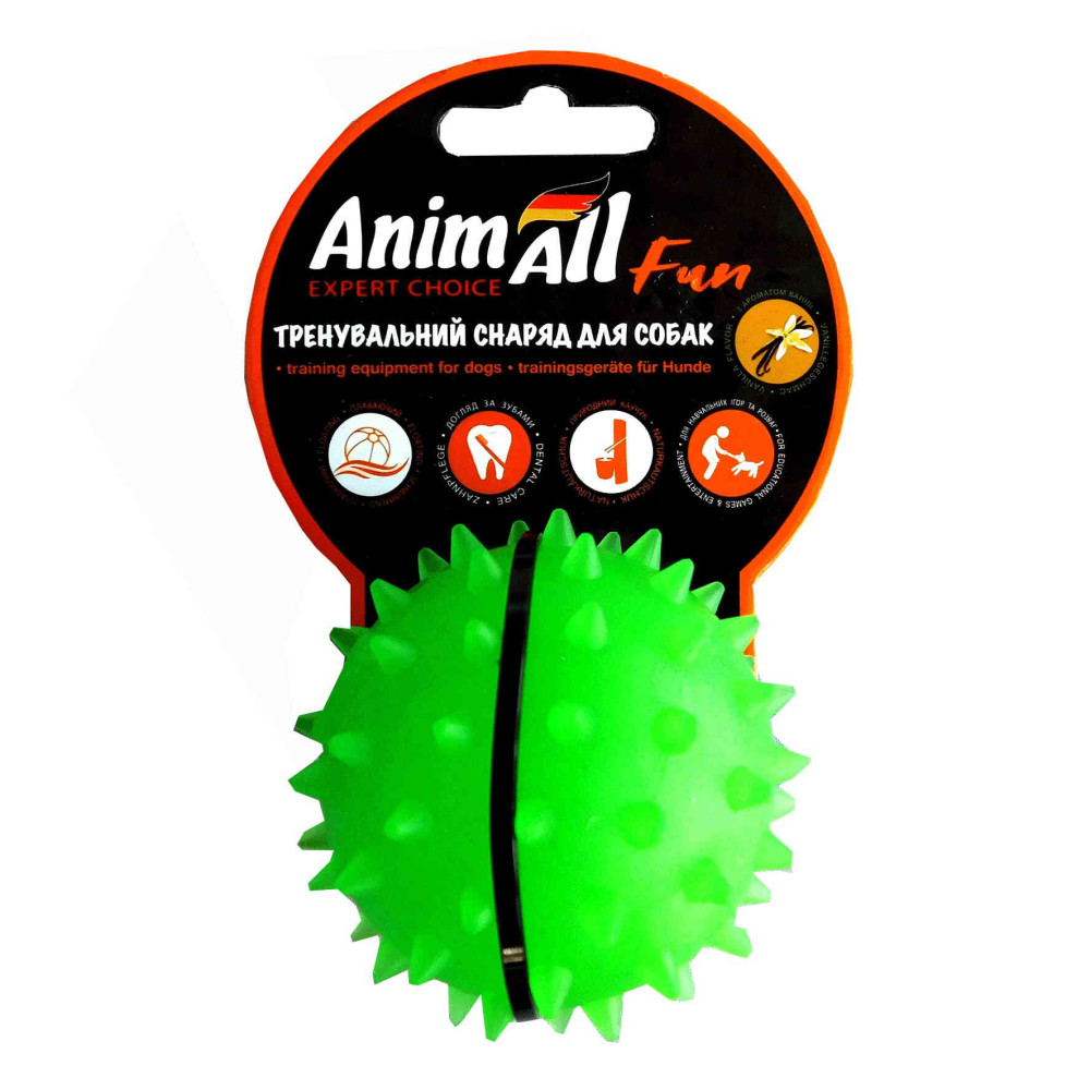 Іграшка AnimAll Fun м'яч каштан для собак, 7 см, зелена