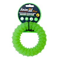 AnimAll Fun іграшка для собак кільце з шипами, люмінесцентна, зелена, 12 см