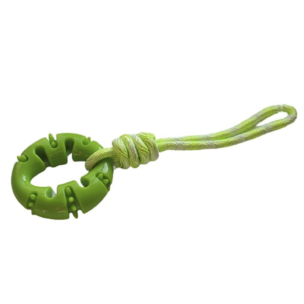 Іграшка AnimAll GrizZzly для собак, кільце з канатом, зелене, 33 × 10 см