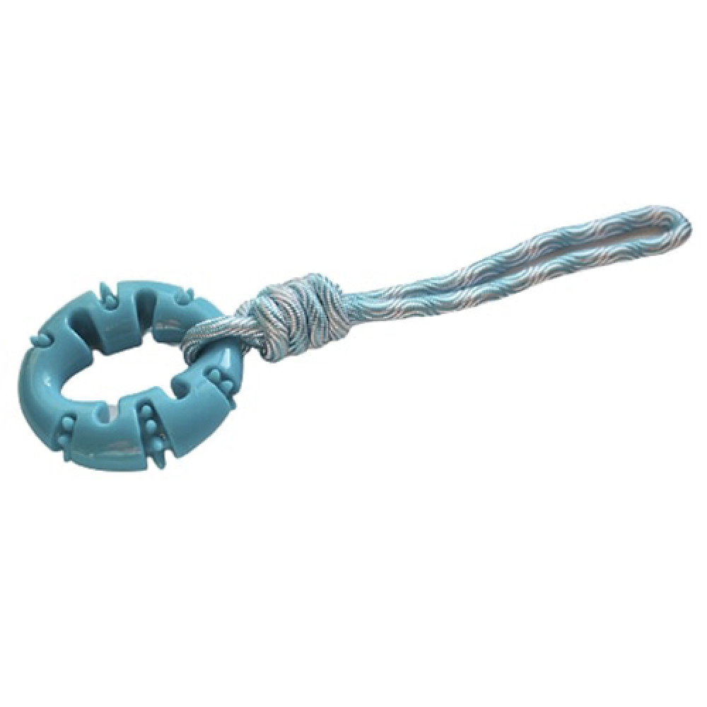 Іграшка AnimAll GrizZzly для собак, кільце з канатом, блакитне, 33 × 10 см