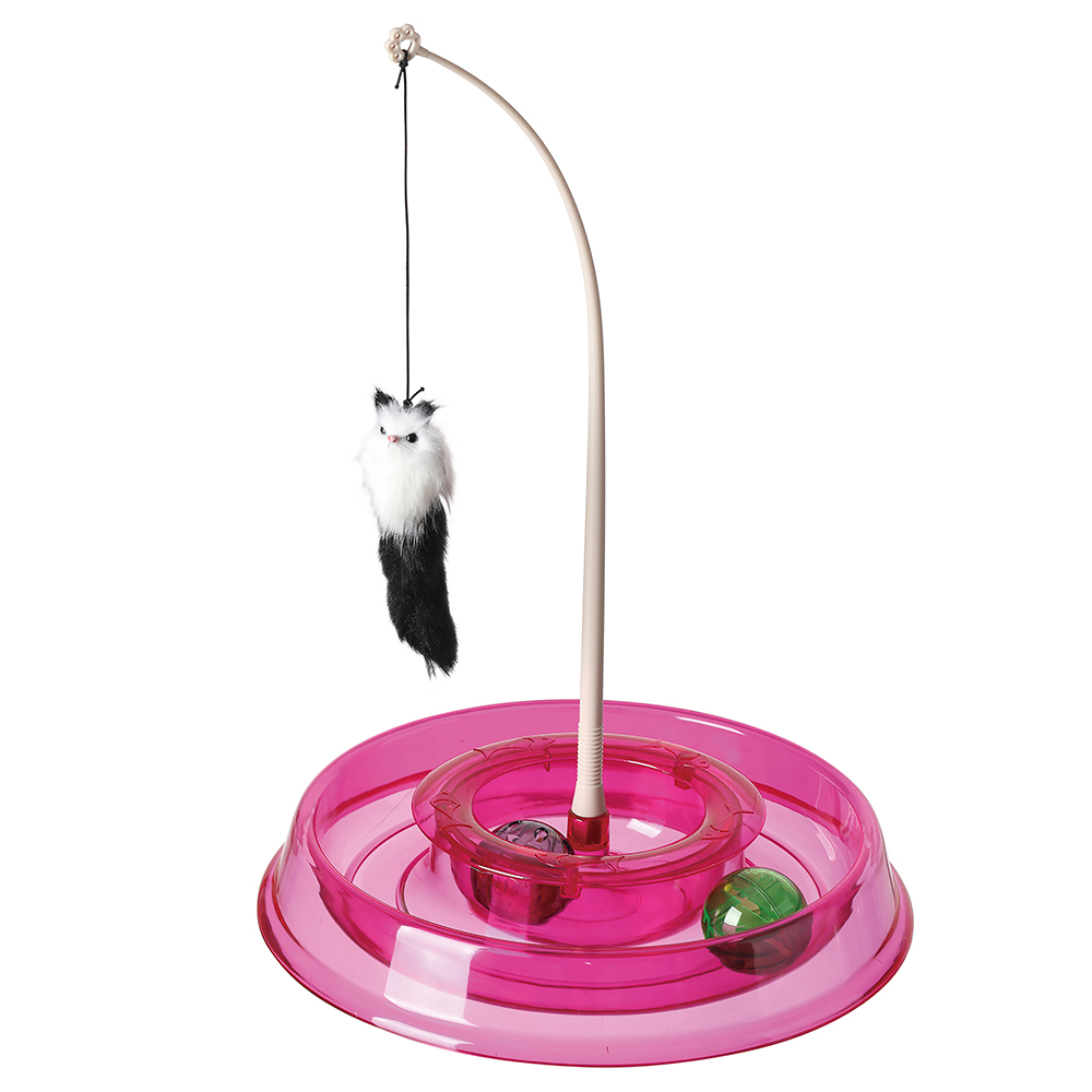 Іграшка для кота AnimAll CrazZzy, трек з м'ячем і мишкою, рожева