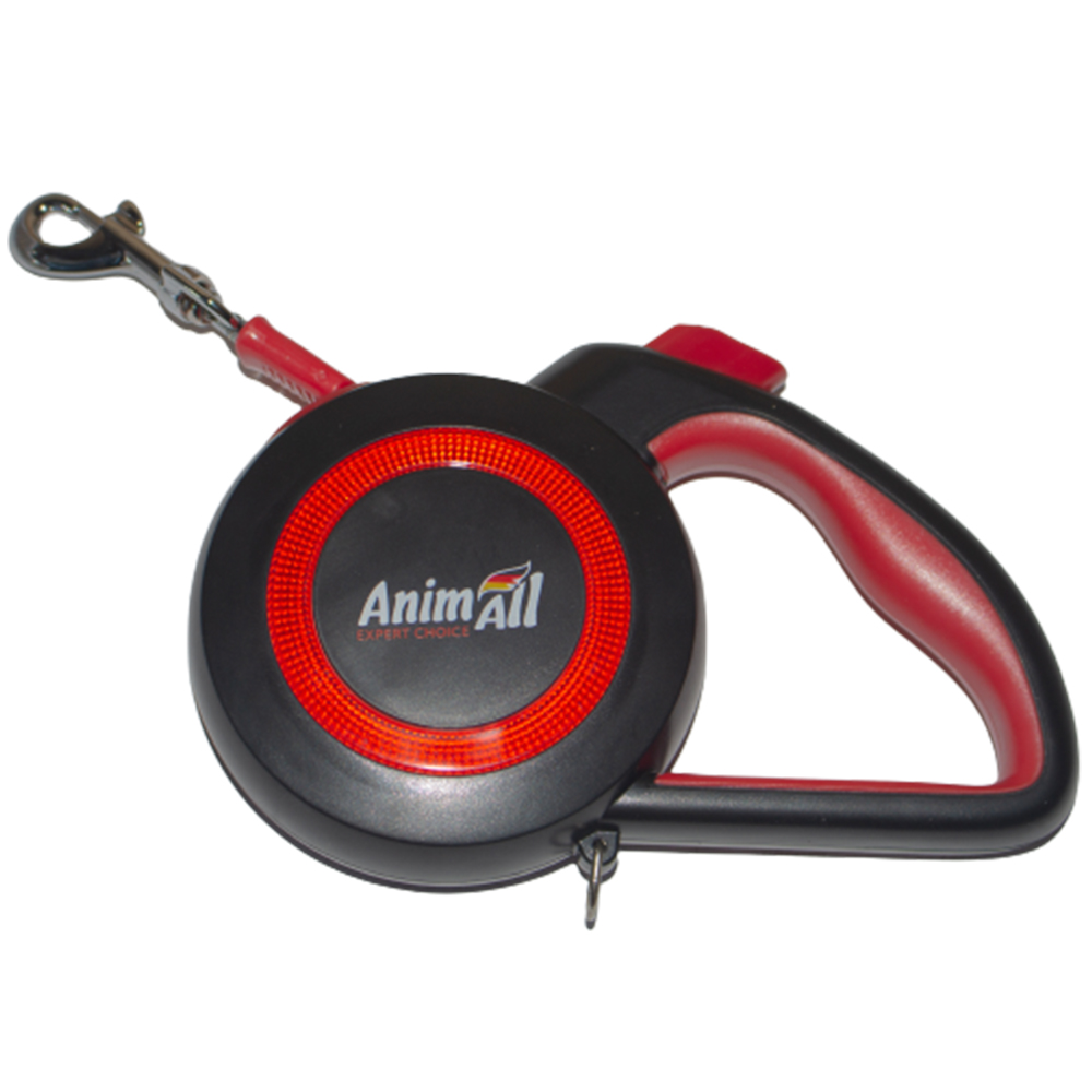 Повідець-рулетка AnimAll Reflector для собак вагою до 25 кг, 5 м, червоно-чорна