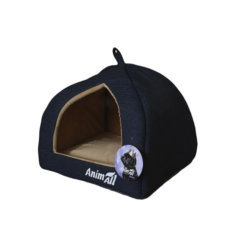 Будиночок AnimAll Piter M для собак, темно-синій, 41×41×32 см