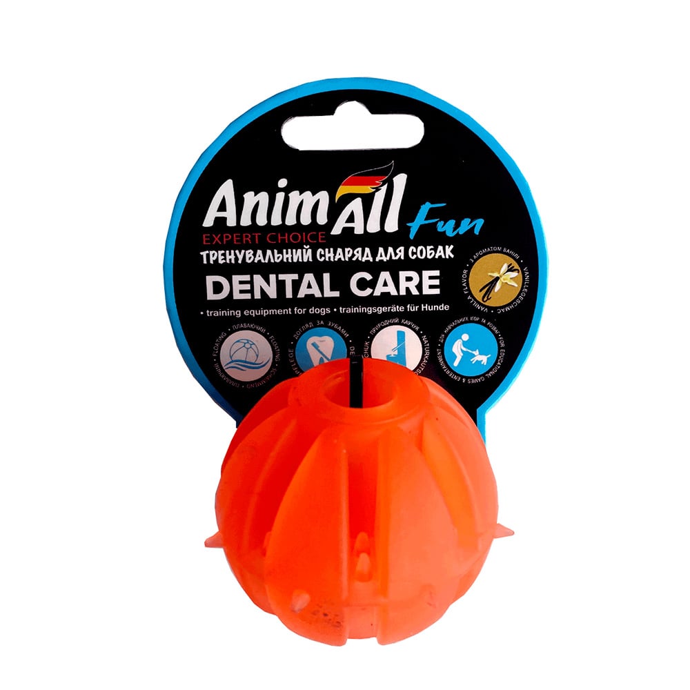 Іграшка AnimAll Fun для собак, м'яч Вкусняшка, 5 см, помаранчева
