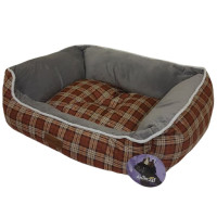 AnimAll Nena Soft L BURGUNDY лежанка для собак та котів, клітинка, 65×51×18 см
