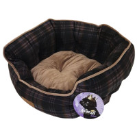 AnimAll Rolyal Sof-2 S RED - COFFEE лежанка для собак та котів, клітинка, 48×42×20 см