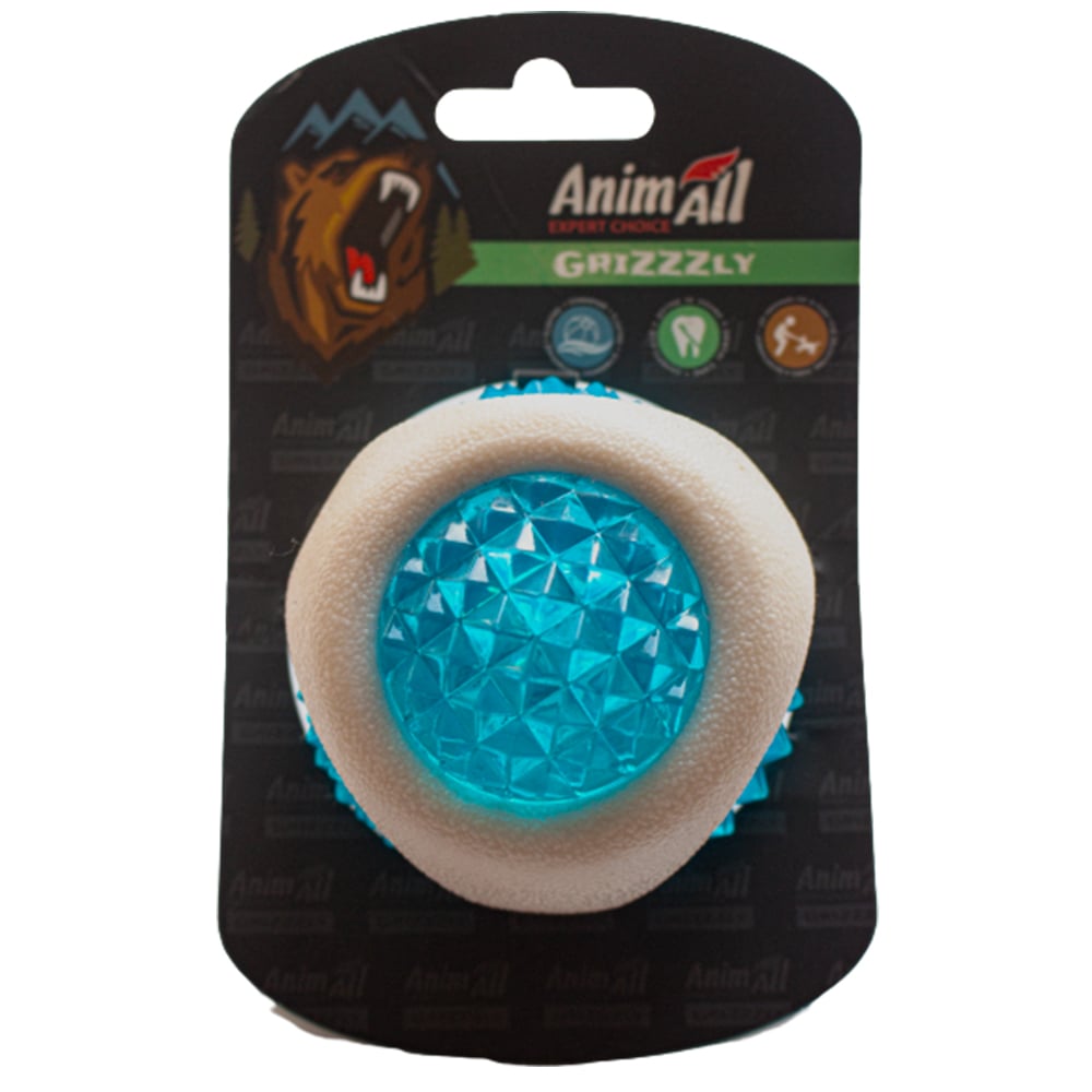 Іграшка AnimAll GrizZzly LED-м'яч що світиться, біло-синій, 7.7 см