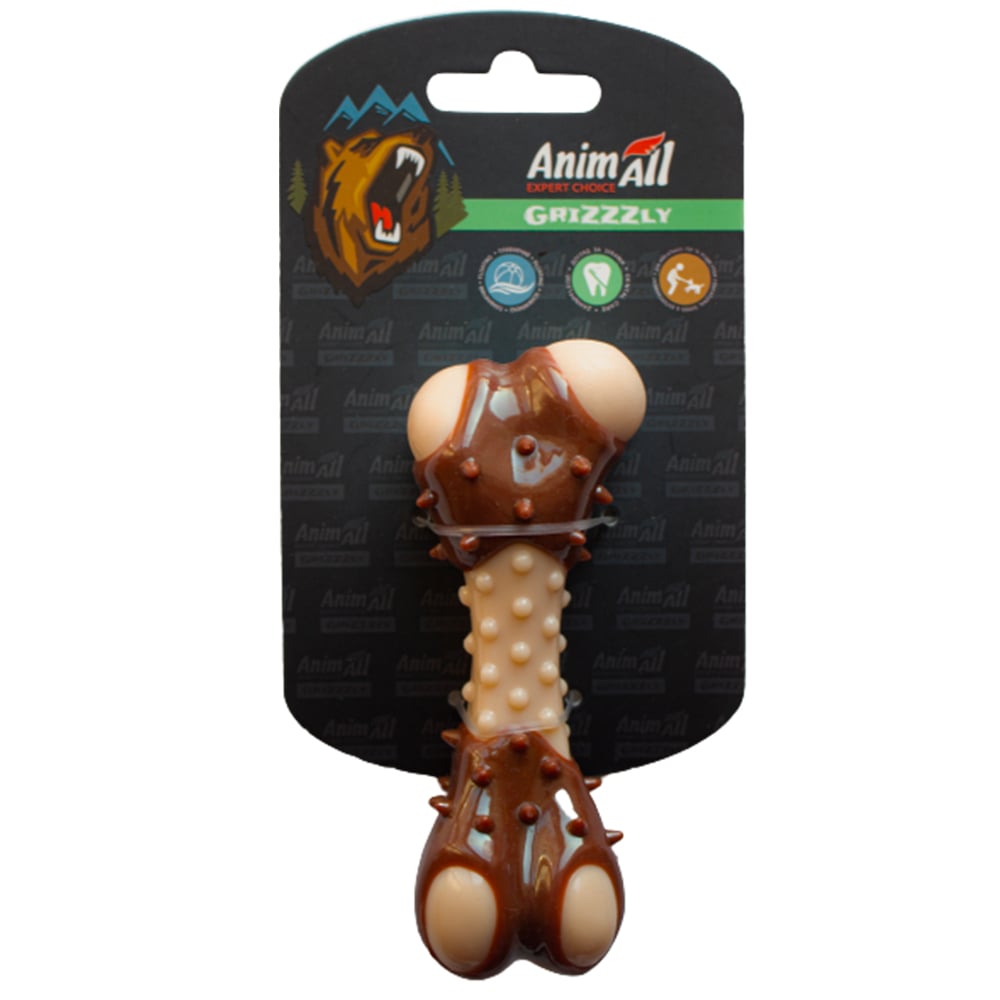Іграшка AnimAll GrizZzly кісточка з ароматом м'яса, 11.7 см, коричнева