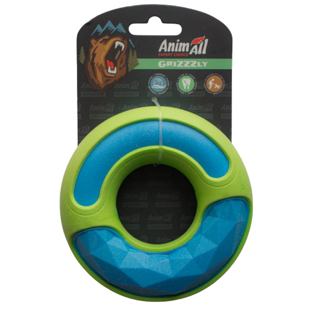 Іграшка AnimAll GrizZzly подвійне кільце, блакитно-зелена
