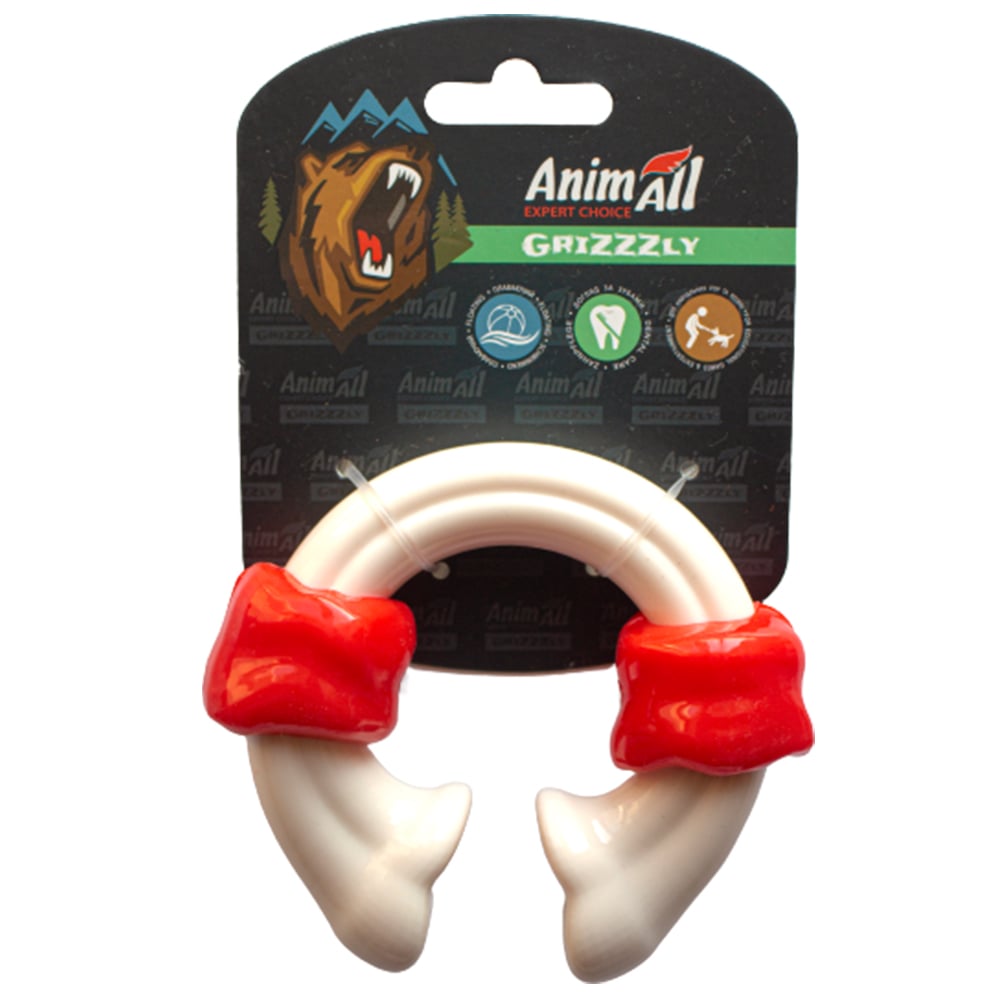 Іграшка AnimAll GrizZzly кісточка-кільце, червоно-біла