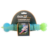 AnimAll Fun Іграшка жувальна щітка-кістка 24 см, блакитна із зеленим