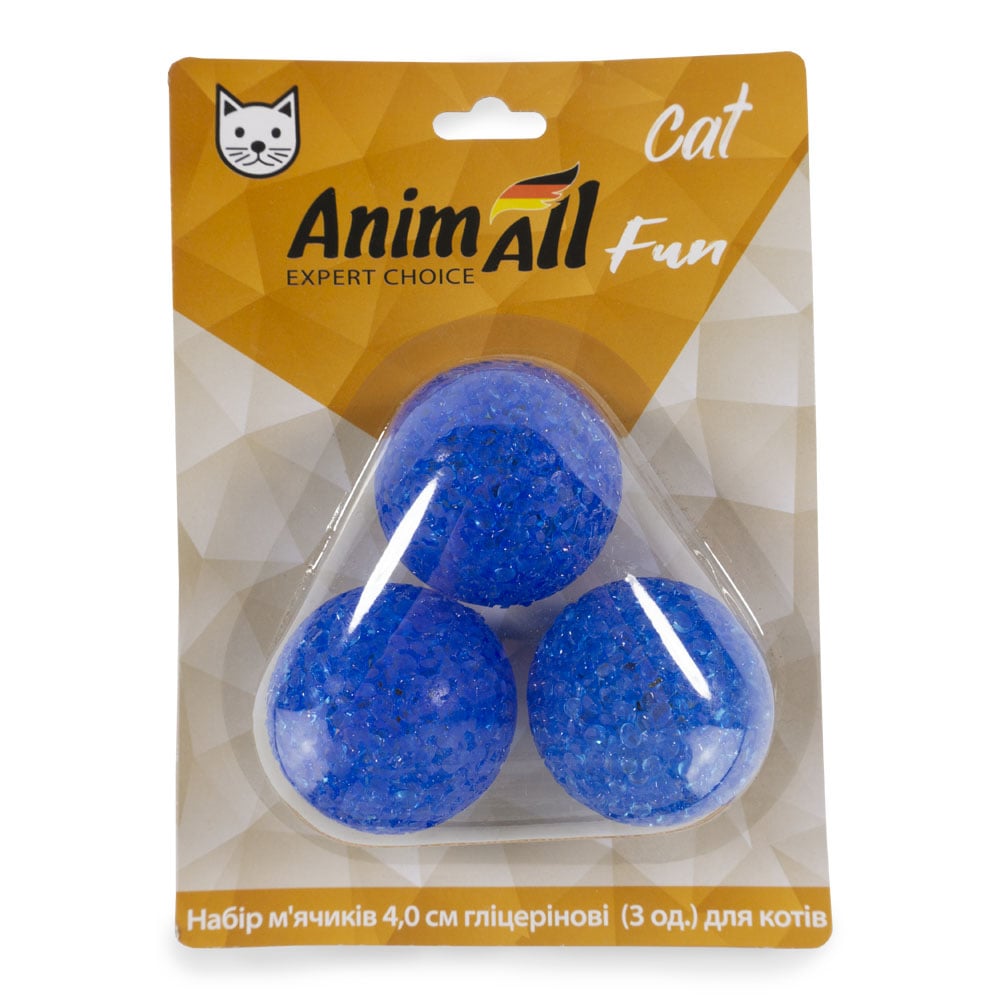 Набір гліцеринових м'ячиків AnimAll Fun Cat для котів, 3 шт