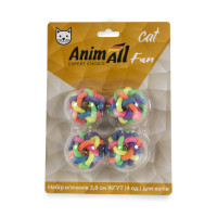 AnimAll Fun Cat Джгут набір м'ячиків для котів, пластик, 4 шт
