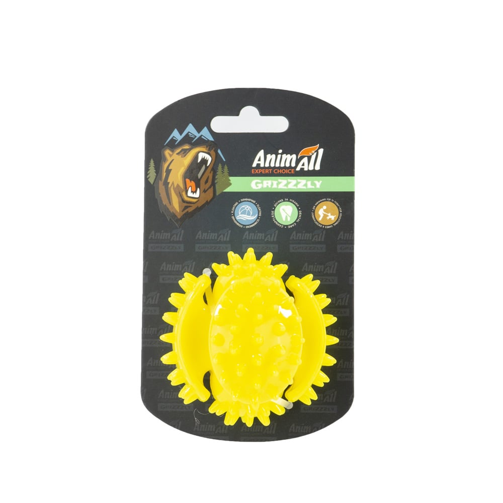 Іграшка AnimAll GrizZzly мультифункціональний м'яч, для собак, 7.5 см, жовта