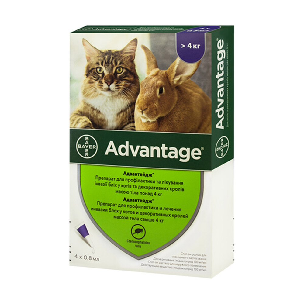 Капли от блох и клещей Bayer Advantage 80 для кошек свыше 4 кг Капли от блох и клещей Bayer Advantage 80 для кошек свыше 4 кг