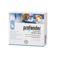 Bayer Profender Spot-On капли от глистов для котов от 2.5 до 5 кг, 0.7 мл Bayer Profender Spot-On капли от глистов для котов от 2.5 до 5 кг, 0.7 мл