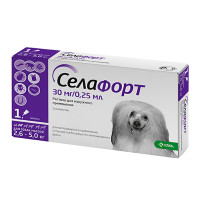 KRKA Селафорт капли от блох, клещей и гельминтов для собак весом 2.6-5 кг, 1 пипетка