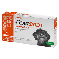 KRKA Селафорт капли от блох, клещей и гельминтов для собак весом 5.1-10 кг, 1 пипетка