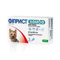 KRKA Фиприст Комбо капли от блох и клещей для собак весом 2-10 кг, 0.67 мл×3 пипетки