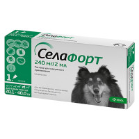 KRKA Селафорт капли от блох, клещей и гельминтов для собак весом 20.1-40 кг, 1 пипетка