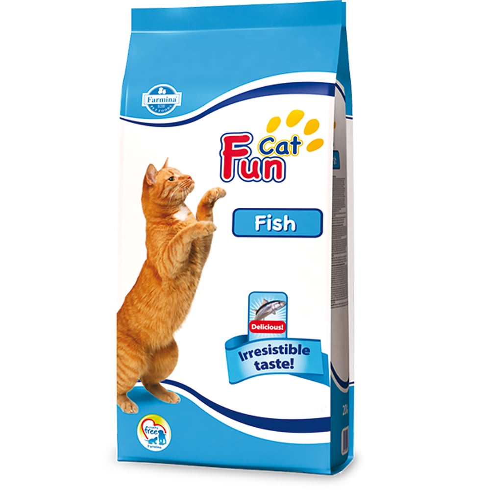 Полнорационный сухой корм Farmina Fun Cat, для взрослых кошек, с рыбой, 20 кг Полнорационный сухой корм Farmina Fun Cat, для взрослых кошек, с рыбой, 20 кг