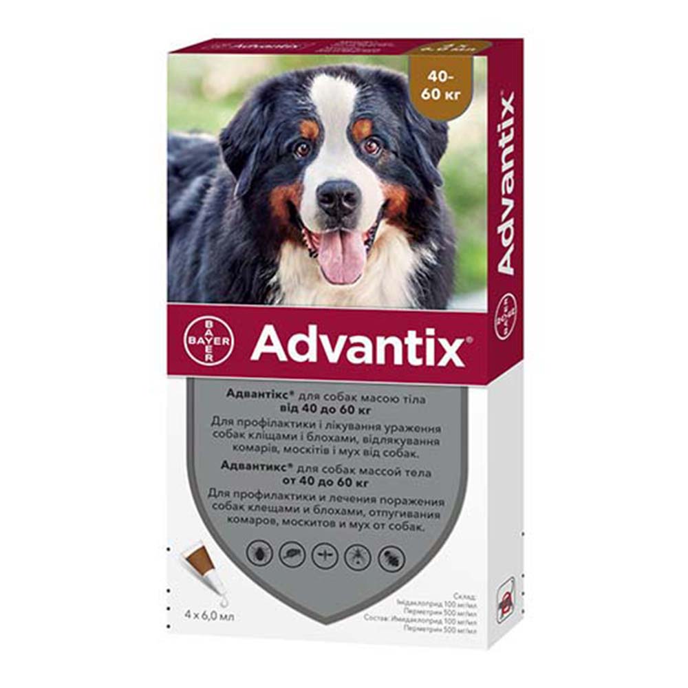 Капли от блох и клещей Bayer Advantix для собак весом 40-60 кг Капли от блох и клещей Bayer Advantix для собак весом 40-60 кг