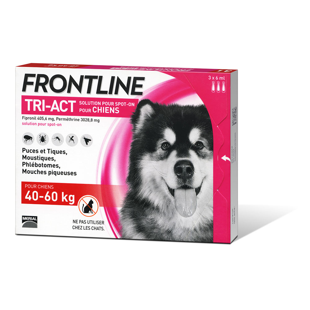 Boehringer Ingelheim Frontline TRI-ACT капли от блох, клещей, комаров, москитов, мух для собак, XL, 40-60 кг, 3 пипетки