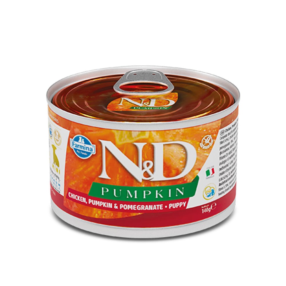 Вологий корм Farmina N&D Grain Pumpkin Chicken Puppy Mini для цуценят дрібних порід, гарбуз/курка/гранат, 140 г Вологий корм Farmina N&D Grain Pumpkin Chicken Puppy Mini для цуценят дрібних порід, гарбуз/курка/гранат, 140 г