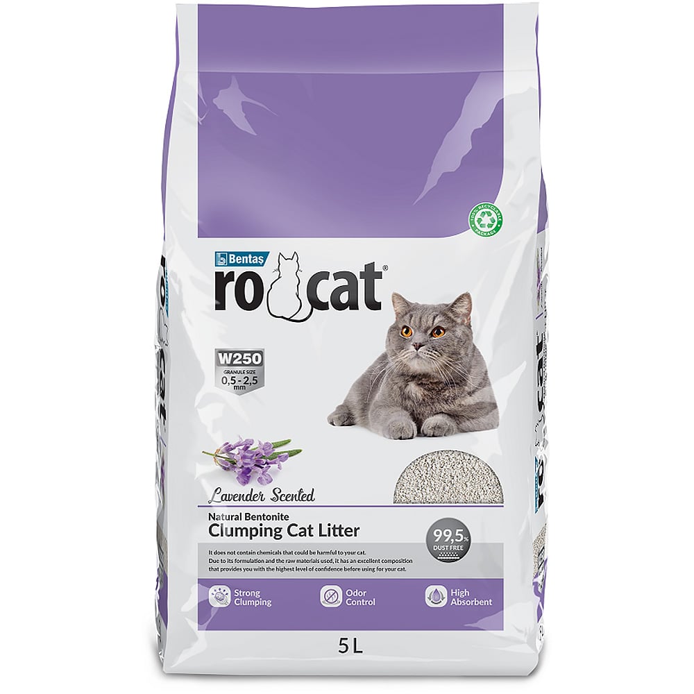 Бентонитовый наполнитель RoCat Lavender Scented для кошачьего туалета, с ароматом лаванды, 5 л (4.3 кг) Бентонитовый наполнитель RoCat Lavender Scented для кошачьего туалета, с ароматом лаванды, 5 л (4.3 кг)