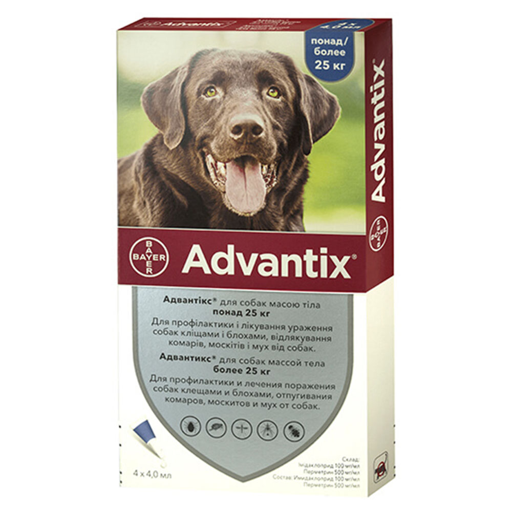 Капли от блох и клещей Bayer Advantix для собак весом свыше 25 кг