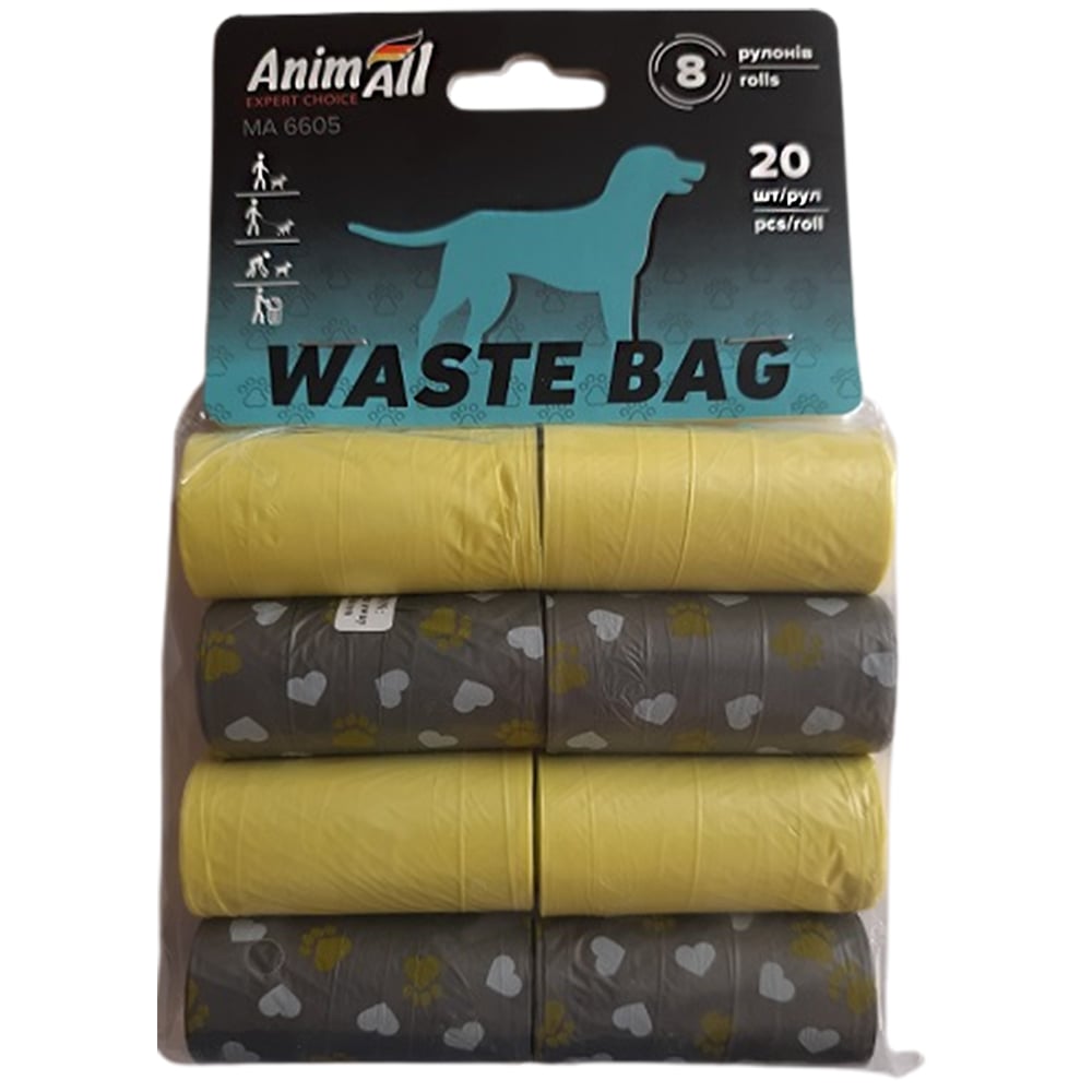 Змінні пакети AnimAll для прибирання за собакою, 8 рулонів по 20 шт Змінні пакети AnimAll для прибирання за собакою, 8 рулонів по 20 шт
