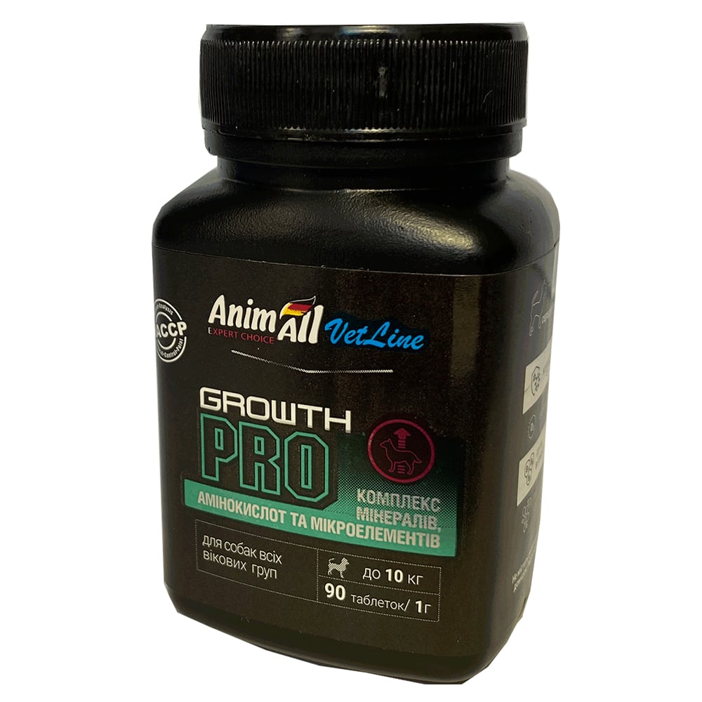 Вітаміни AnimAll VetLine Growth PRO для малих порід собак 1 г × 90 табл Вітаміни AnimAll VetLine Growth PRO для малих порід собак 1 г × 90 табл