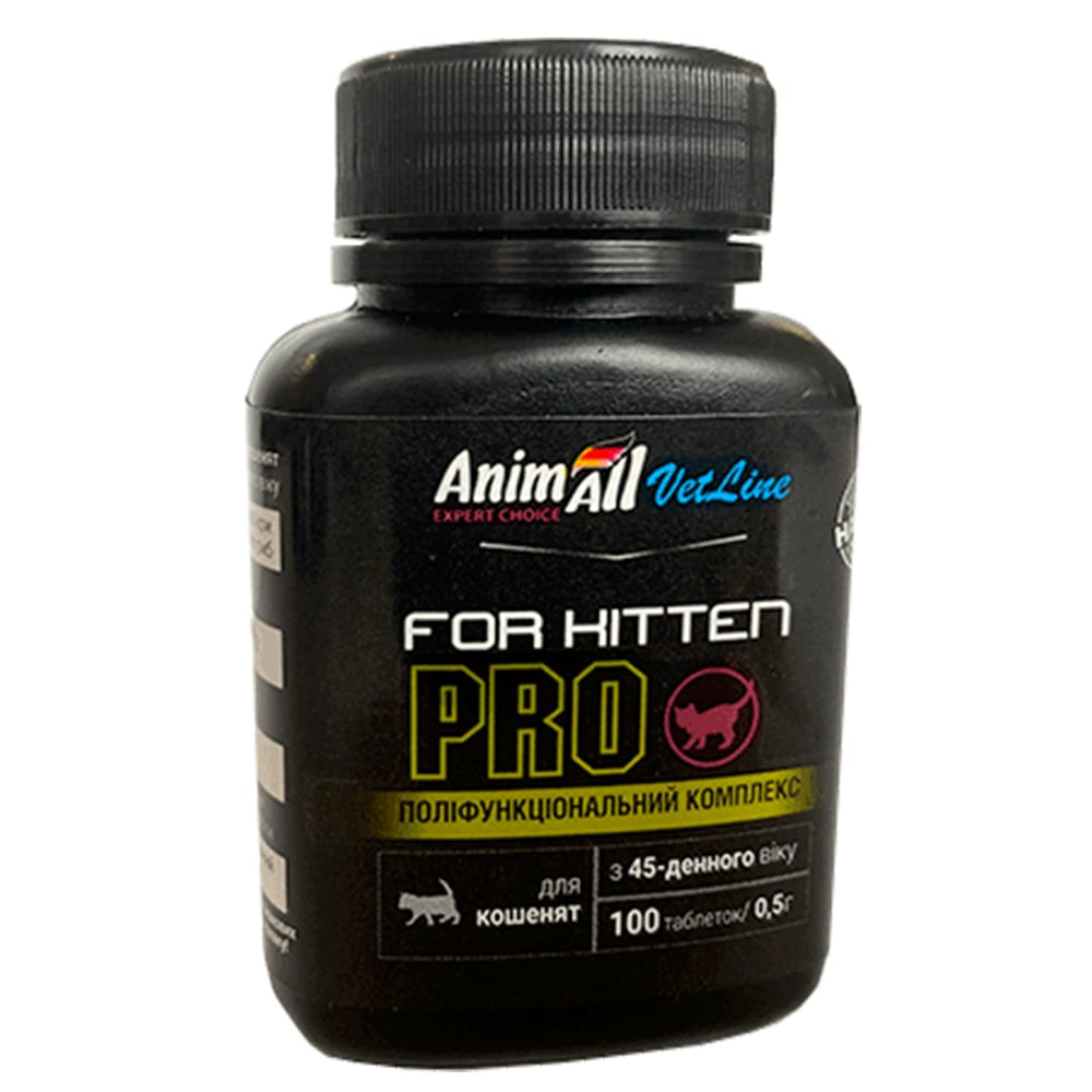 Вітаміни AnimAll VetLine for Kitten PRO для кошенят з 45-денного віку 0.5 г × 100 табл Вітаміни AnimAll VetLine for Kitten PRO для кошенят з 45-денного віку 0.5 г × 100 табл